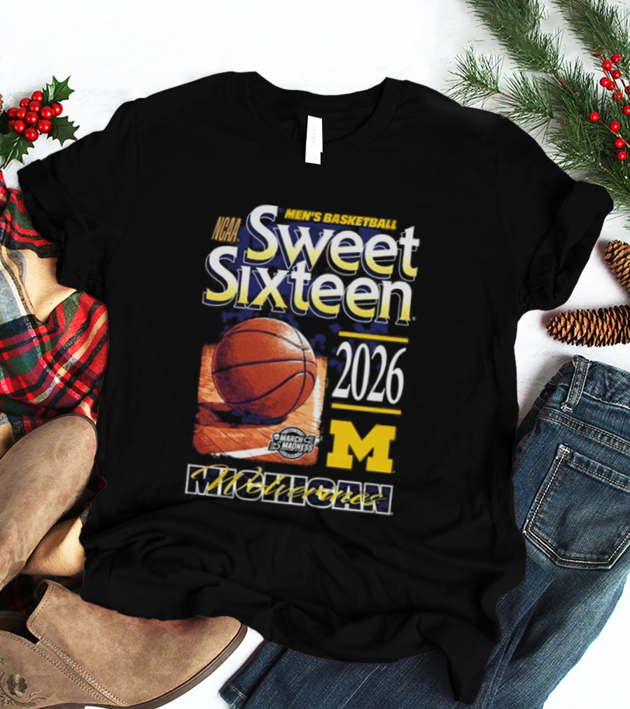 Michigan Wolverines Sweet Sixteen 2026 Basketball NCAA Bound T-Shirt