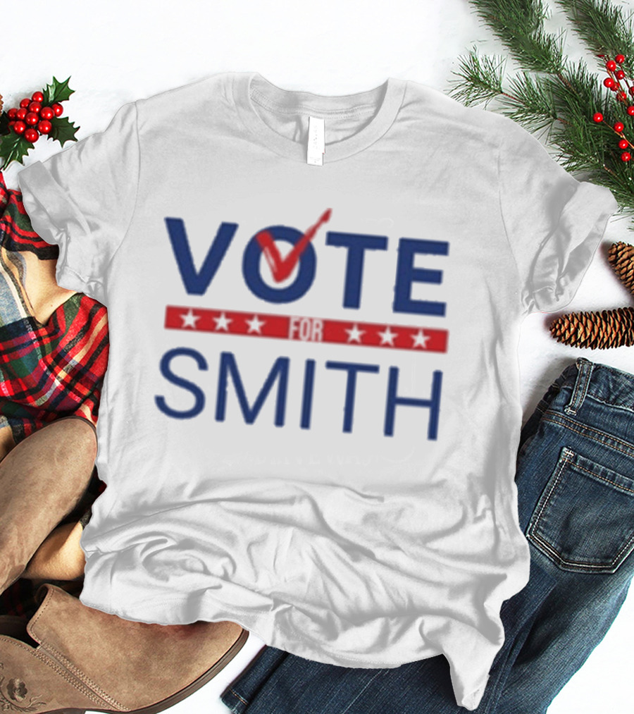 Vote Smith Bluecotton Red Check Stars T-Shirt