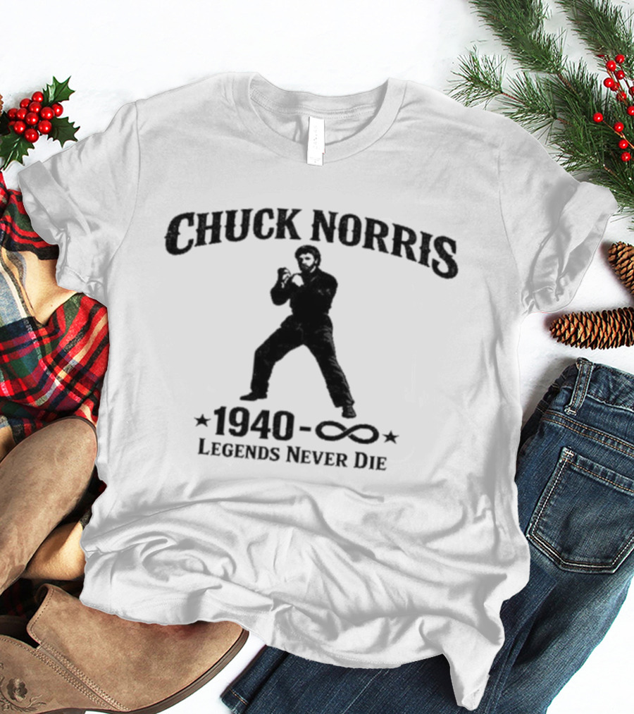 Chuck Norris 1940 Legends Never Die Infinity T-Shirt