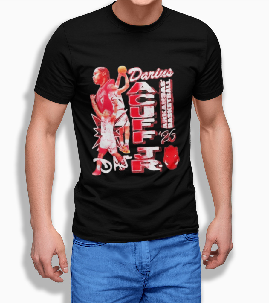 Darius Acuff Jr Arkansas Basketball Razorbacks '26 Crimson T-Shirt