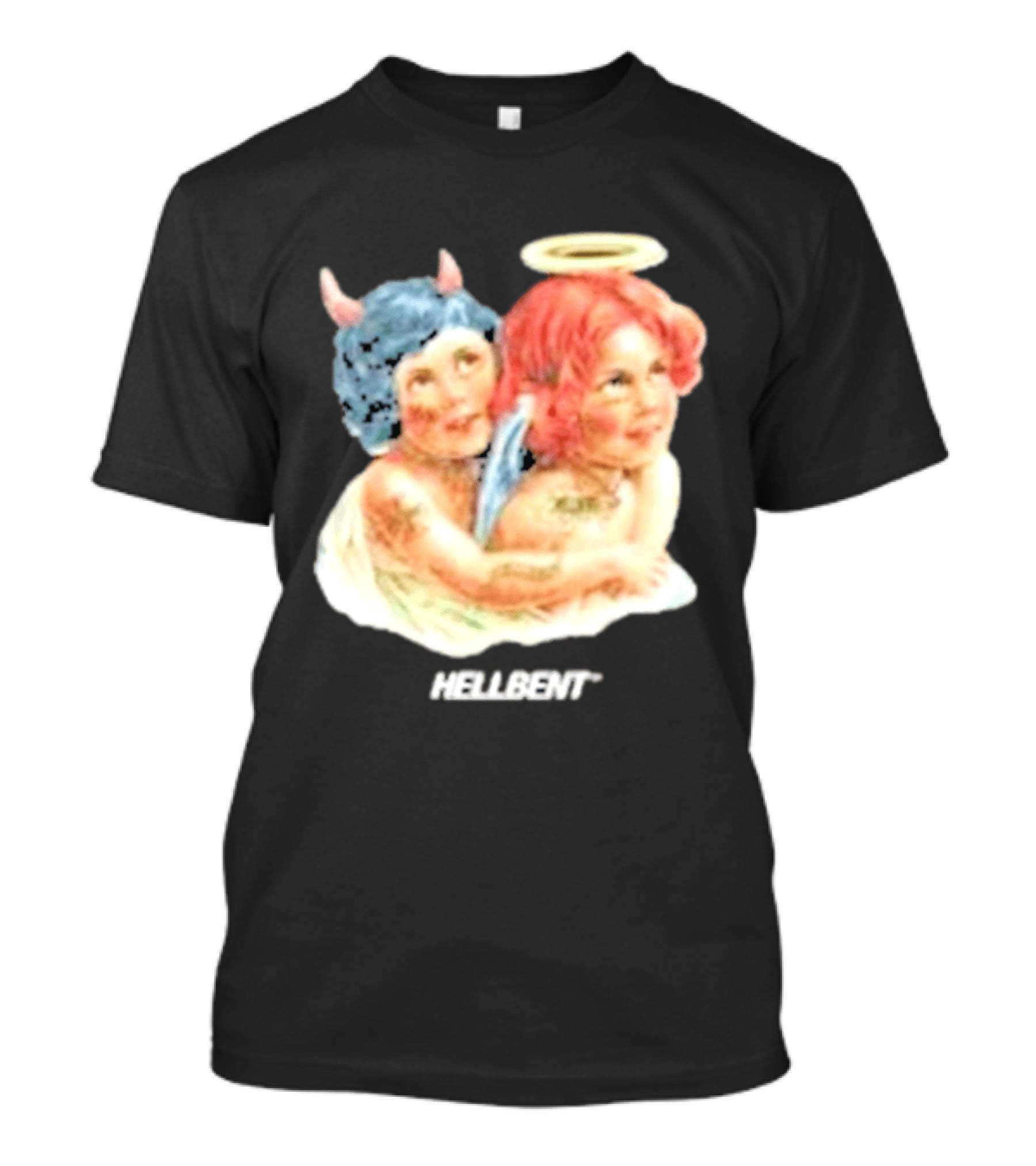 Hellbentrecs Saints Sinners Cherubs With Halo And Horns T-Shirt