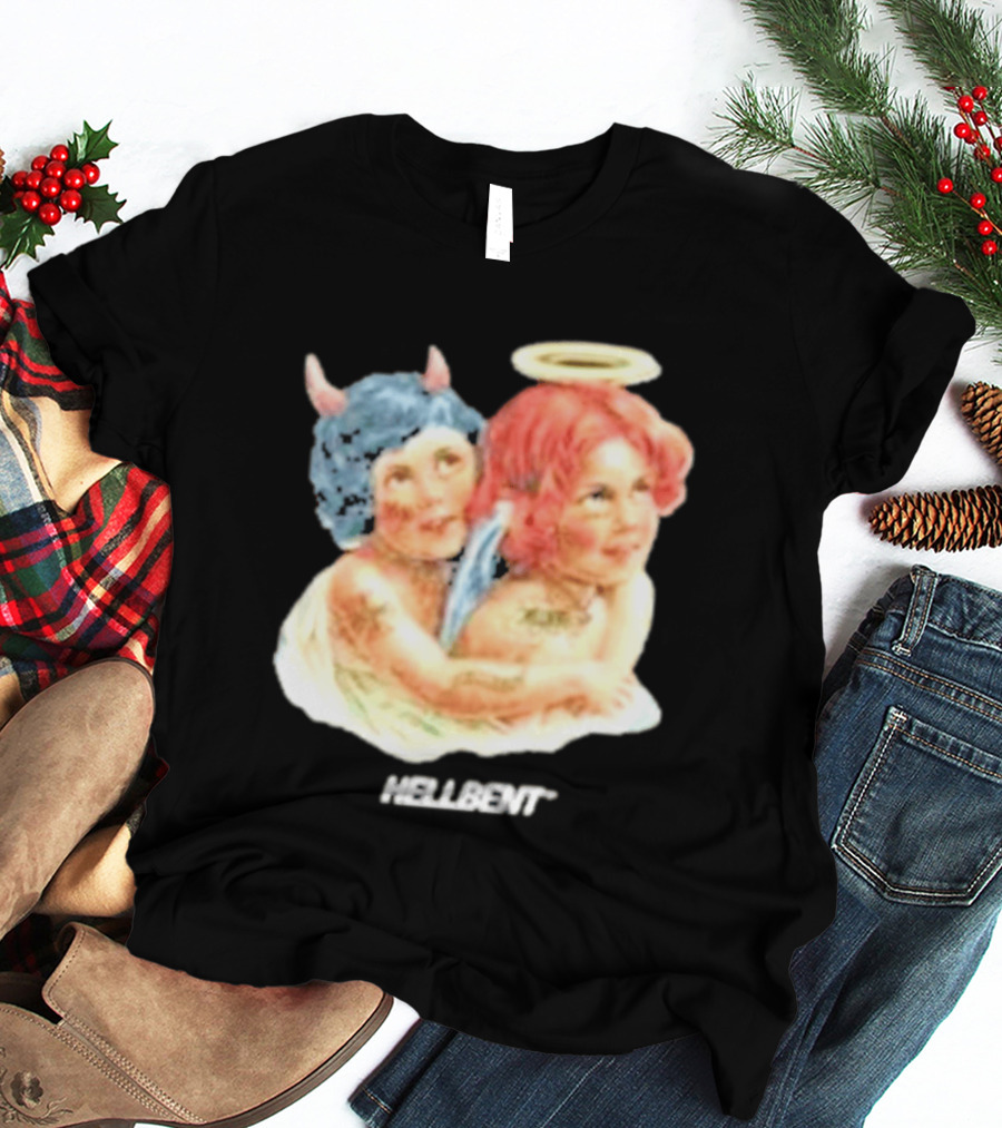 Hellbentrecs Saints Sinners Cherubs With Halo And Horns T-Shirt