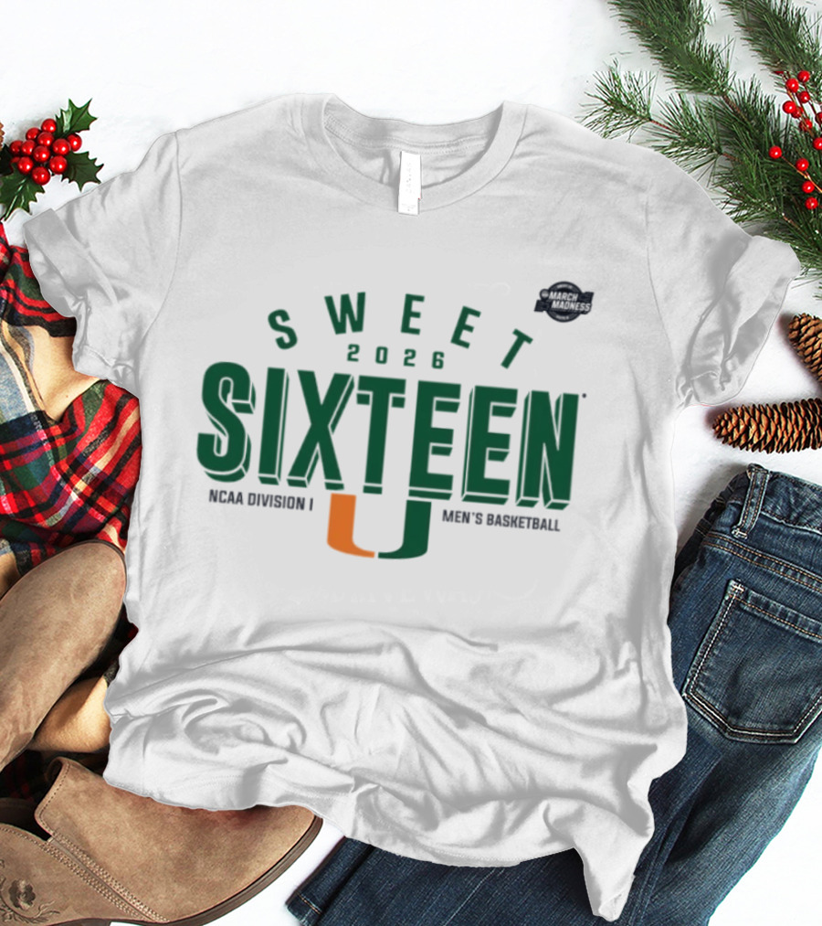 Sweet Sixteen 2026 Miami Hurricanes NCAA Division I Men's Basketball T-Shirt