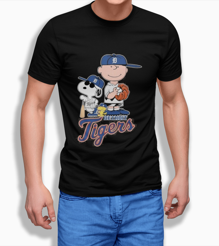 2026 Snoopy Charlie Brown Detroit Tigers Baseball T-Shirt