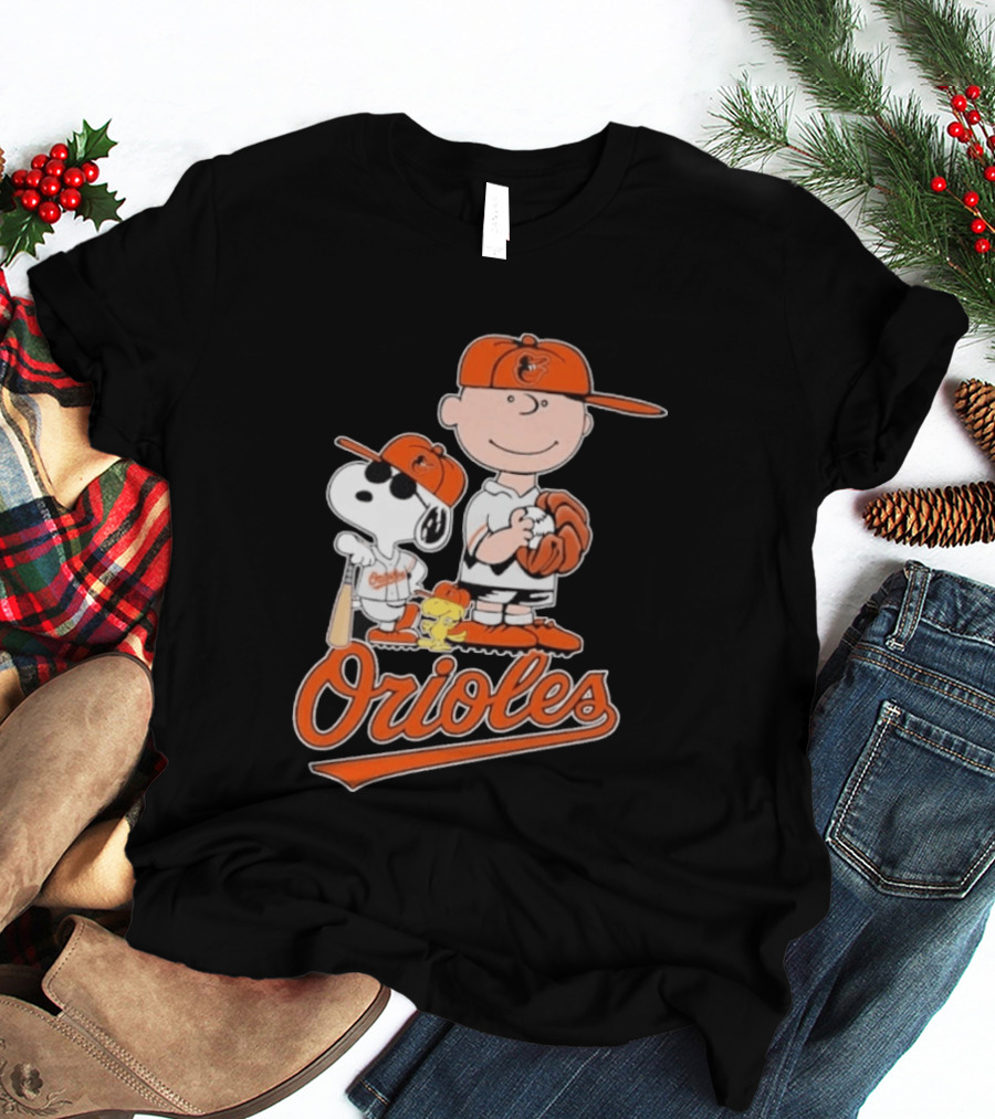 2026 Snoopy Charlie Brown Peanuts Baseball Orioles T-Shirt