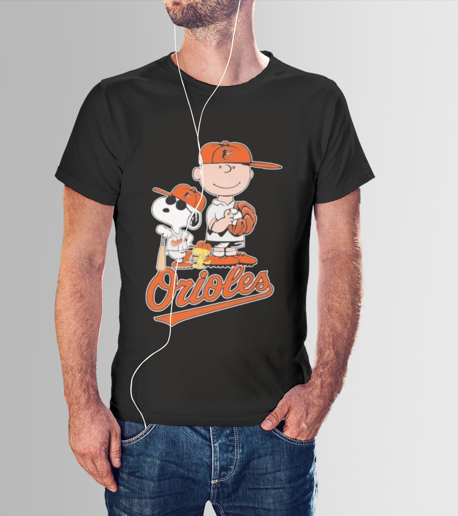 2026 Snoopy Charlie Brown Peanuts Baseball Orioles T-Shirt