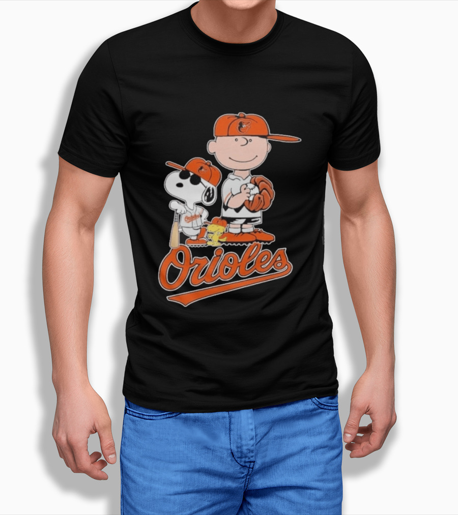 2026 Snoopy Charlie Brown Peanuts Baseball Orioles T-Shirt