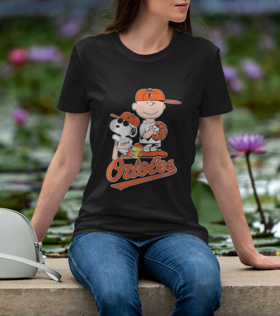 2026 Snoopy Charlie Brown Peanuts Baseball Orioles T-Shirt