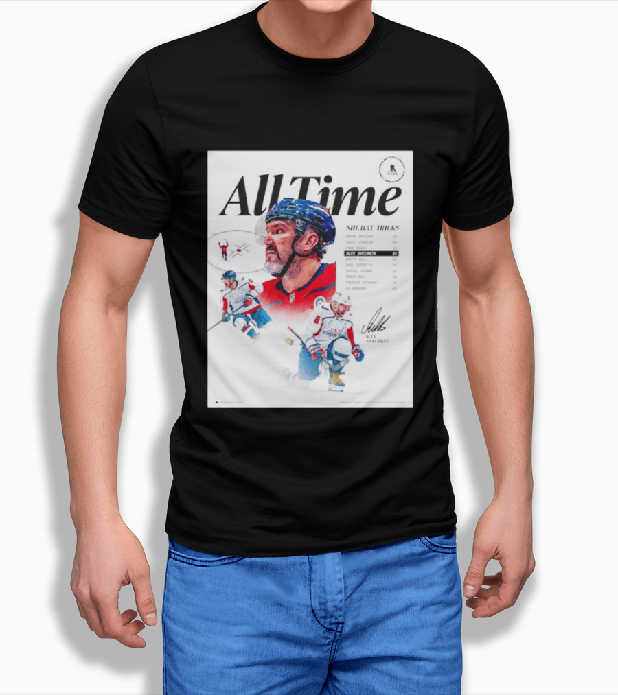 All Time NHL Hat Tricks Alexander Ovechkin Washington Capitals Highlights T-Shirt