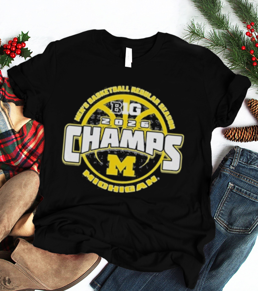 Men's Basketball Regular Season Big 2026 Champs Michigan M T-Shirt