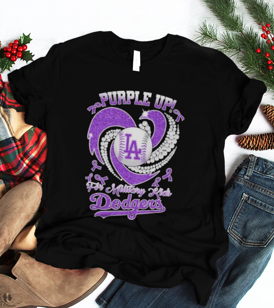 Purple Up Heart LA For Military Kids Dodgers T-Shirt