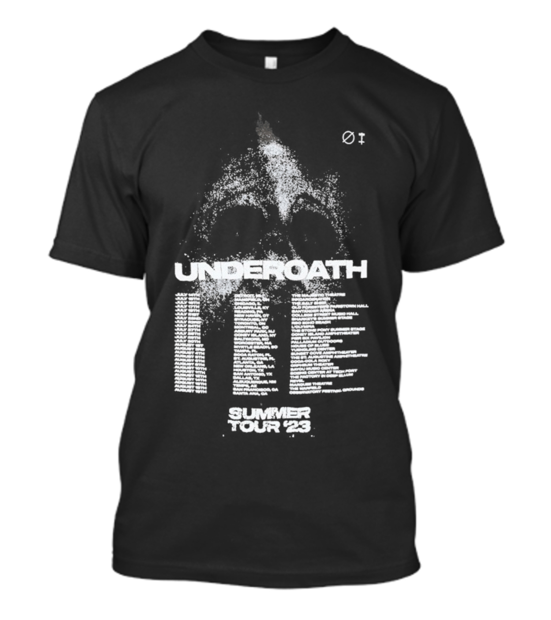 Underoath Summer Tour 2023 Skull With Flame And Spine T-Shirt