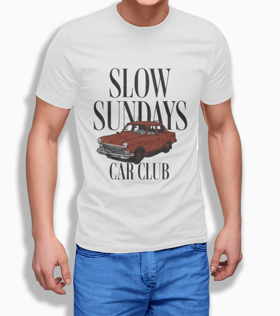 Slow Sundays Car Club Vintage Red Classic Car T-Shirt