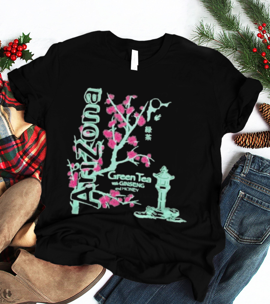Arizona Beverages Green Tea With Ginseng Cherry Blossom Lantern Scene T-Shirt