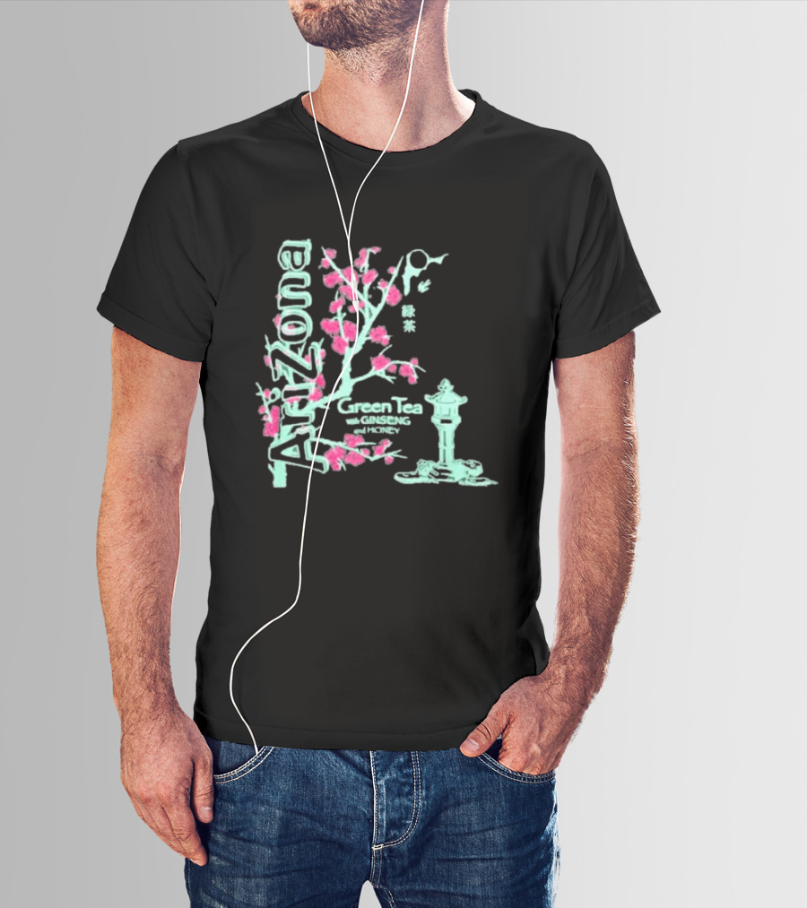 Arizona Beverages Green Tea With Ginseng Cherry Blossom Lantern Scene T-Shirt