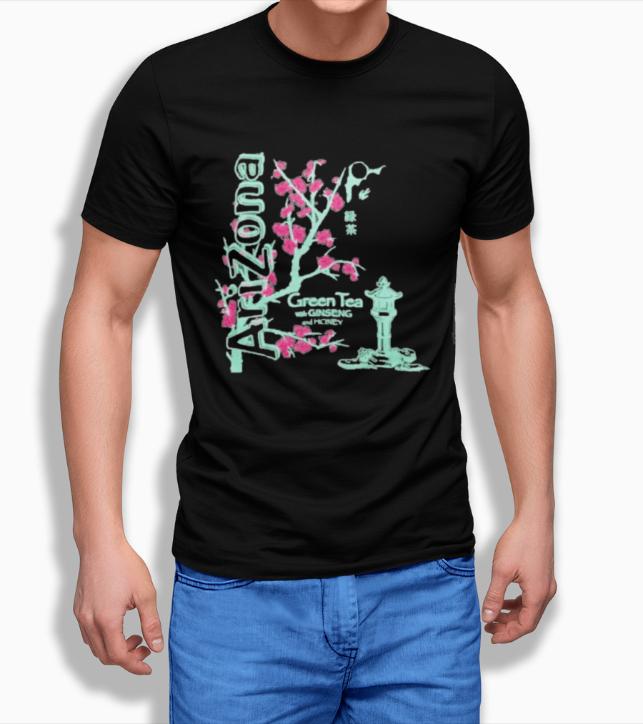 Arizona Beverages Green Tea With Ginseng Cherry Blossom Lantern Scene T-Shirt
