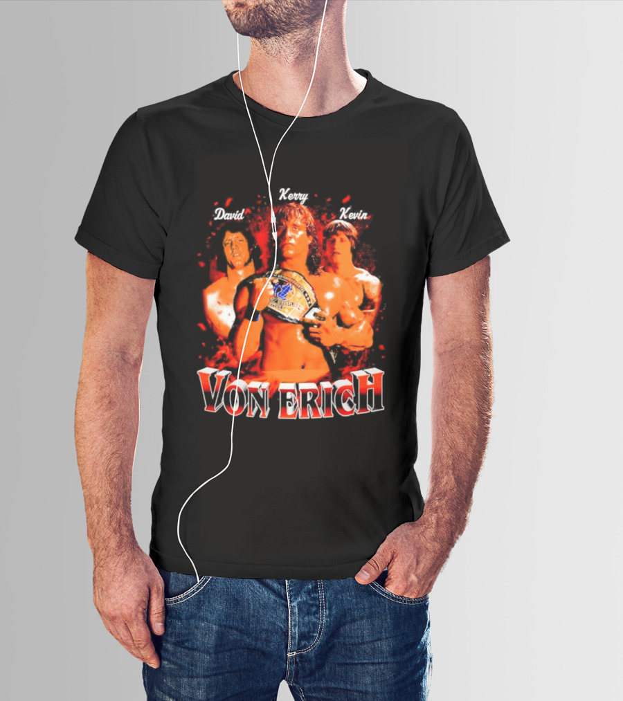 Von Erich Wrestling Family Kevin David Kerry Retro Championship T-Shirt
