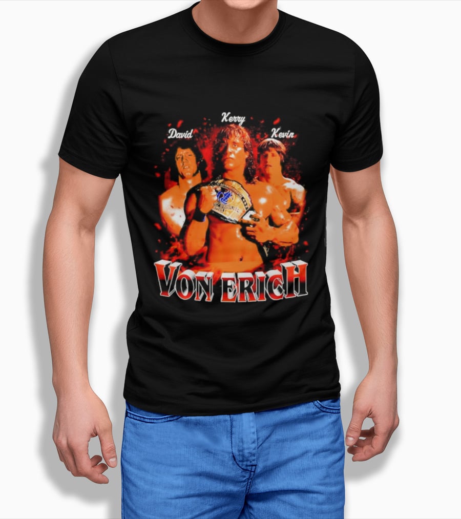 Von Erich Wrestling Family Kevin David Kerry Retro Championship T-Shirt
