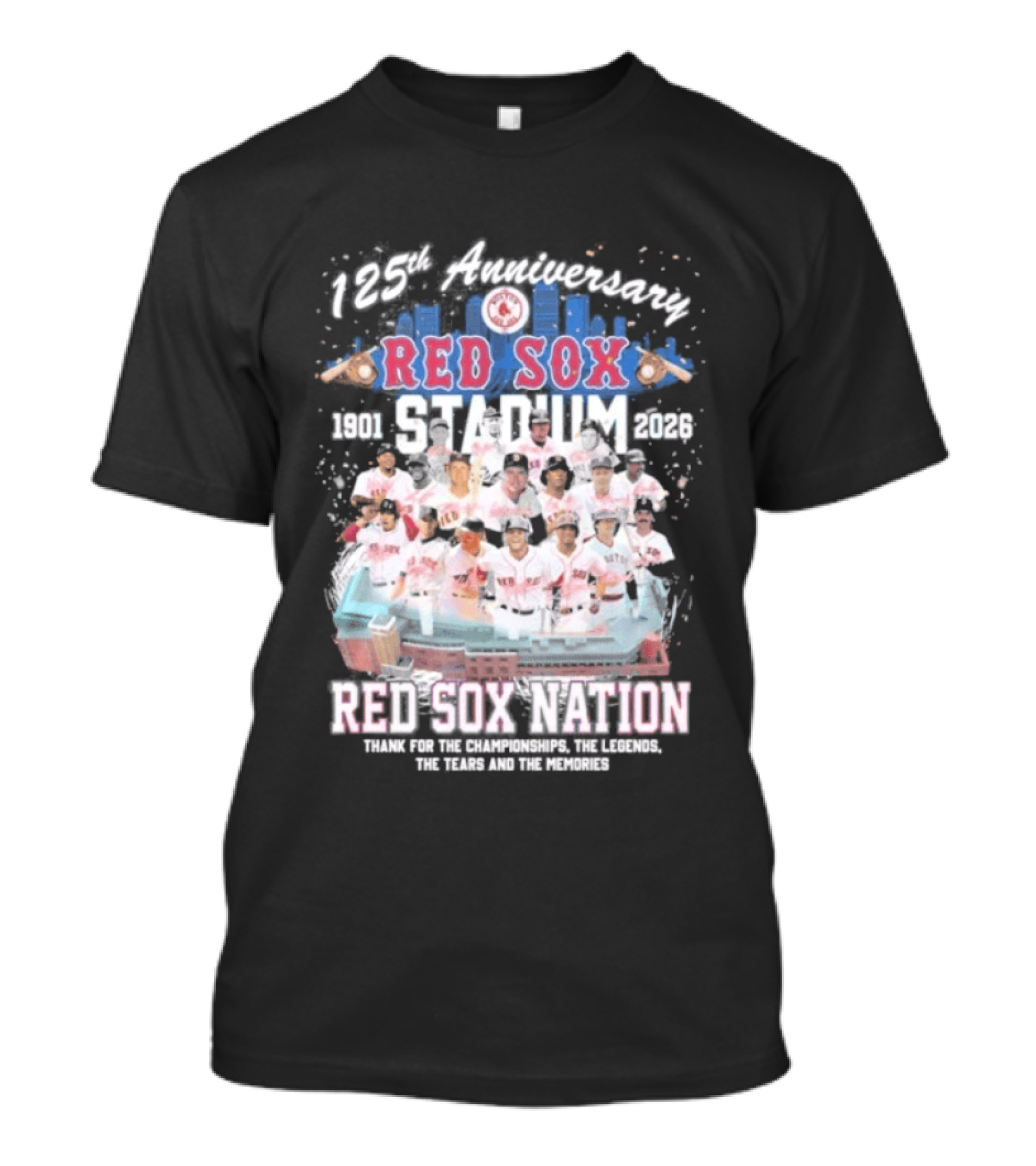 Boston Red Sox 125th Anniversary 1901 2026 Team Tribute Red Sox Nation Fenway Park Baseball T-Shirt