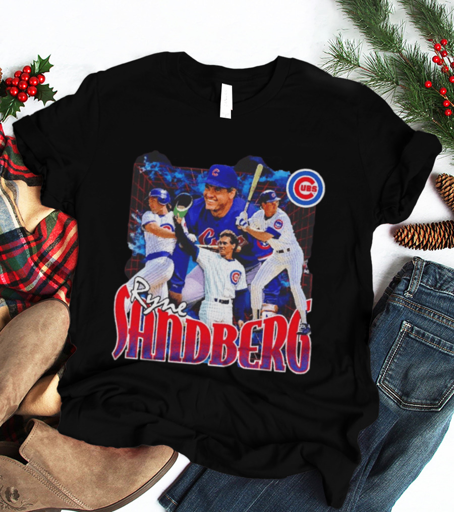 Ryne Sandberg Chicago Cubs MLB Player Collage T-Shirt
