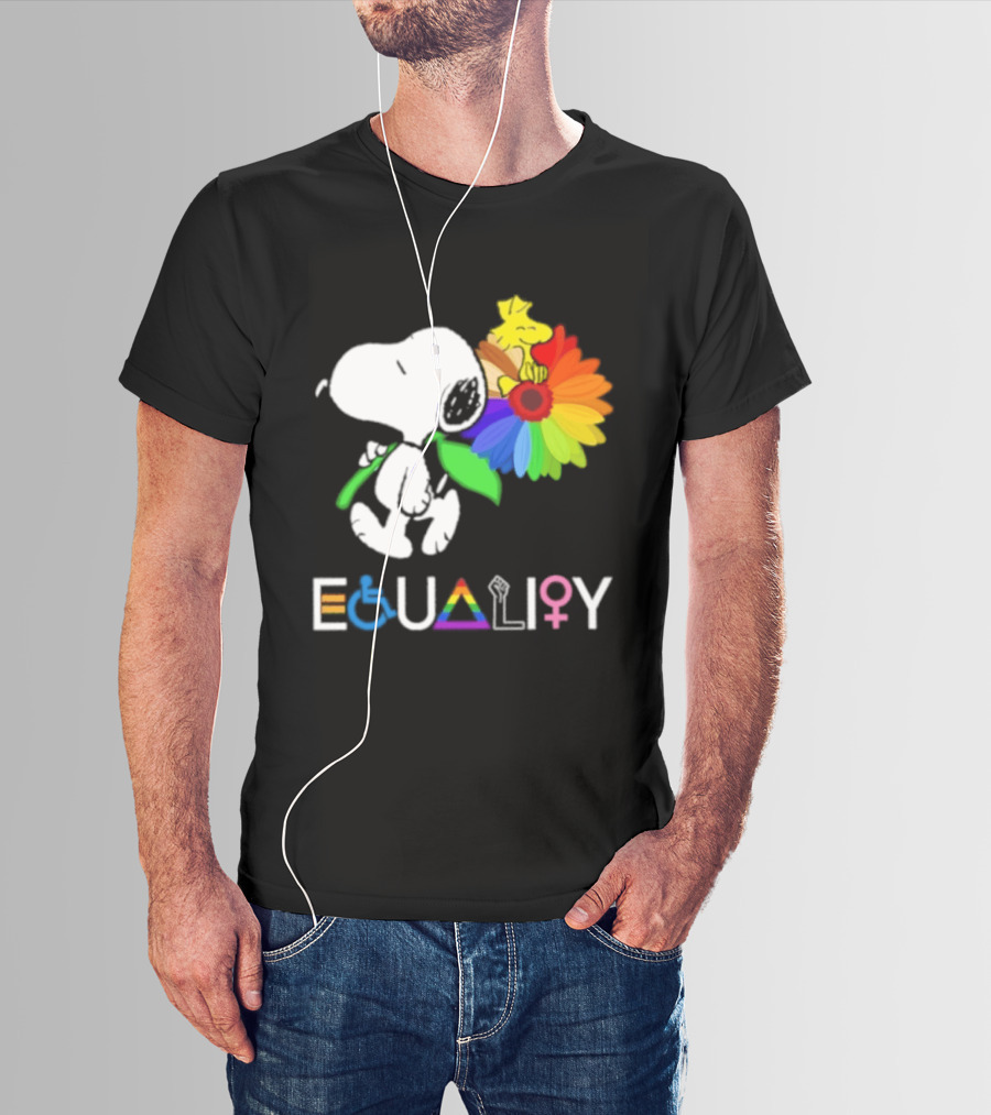 Snoopy Flower Equality Rainbow LGBTQ+ Inclusivity T-Shirt