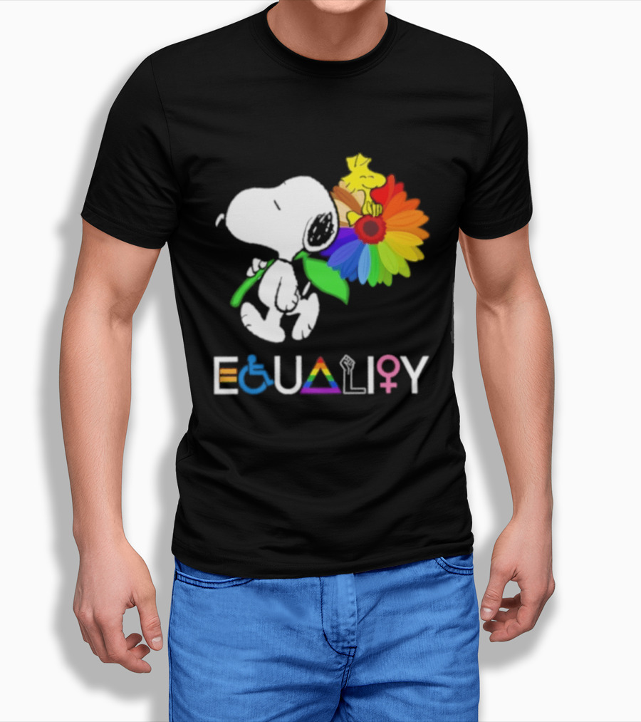 Snoopy Flower Equality Rainbow LGBTQ+ Inclusivity T-Shirt