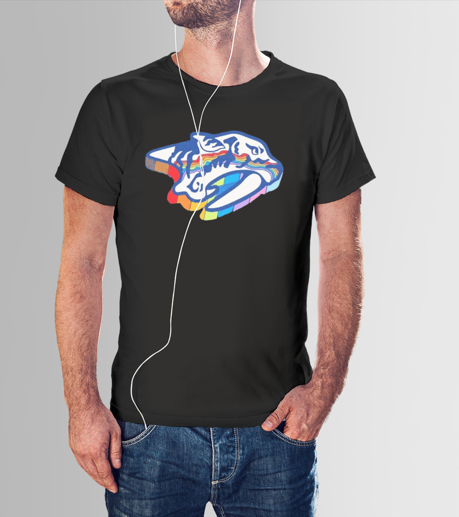 Nashville Predators Rainbow Pride Hockey Team LGBTQIA+ Support T-Shirt