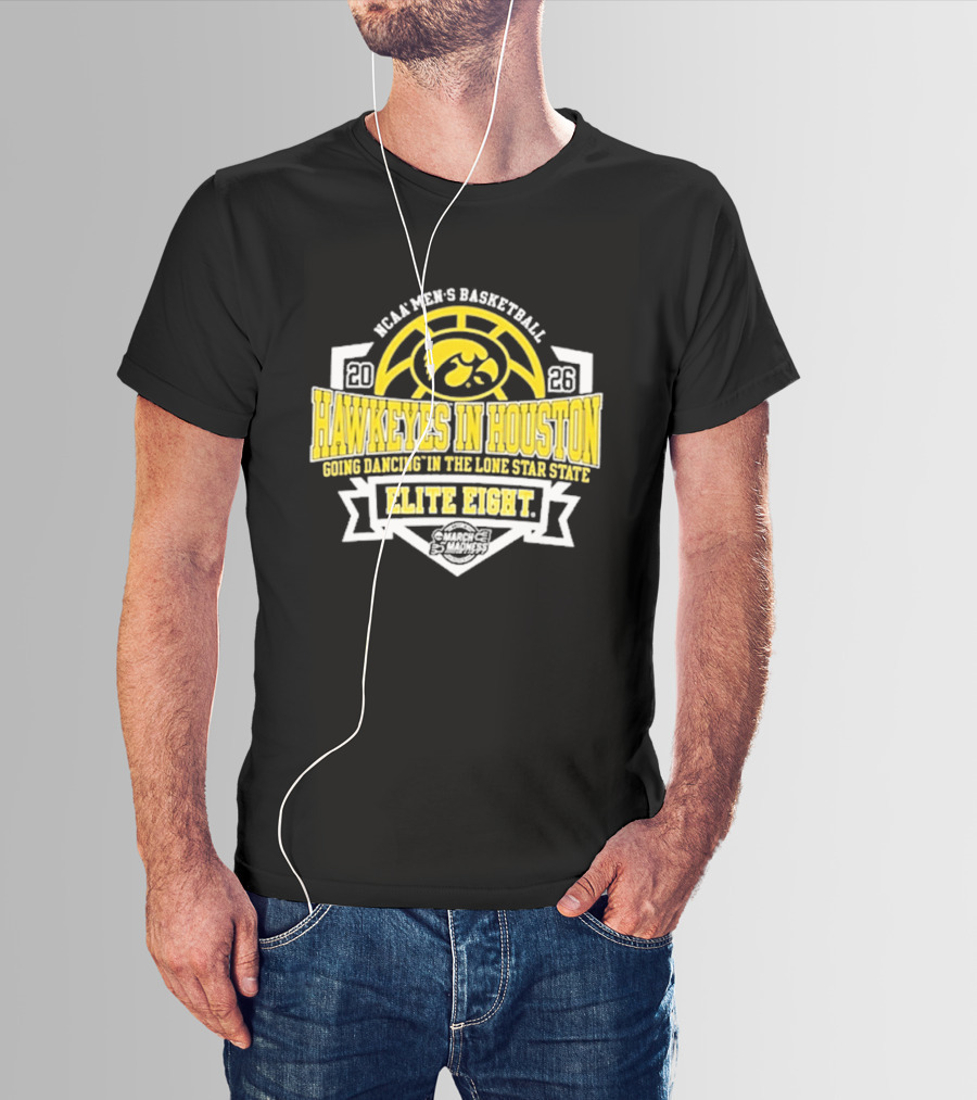 NCAA Men's Basketball Iowa Hawkeyes Elite Eight 2026 Houston Going Dancing In The Lone Star State T-Shirt