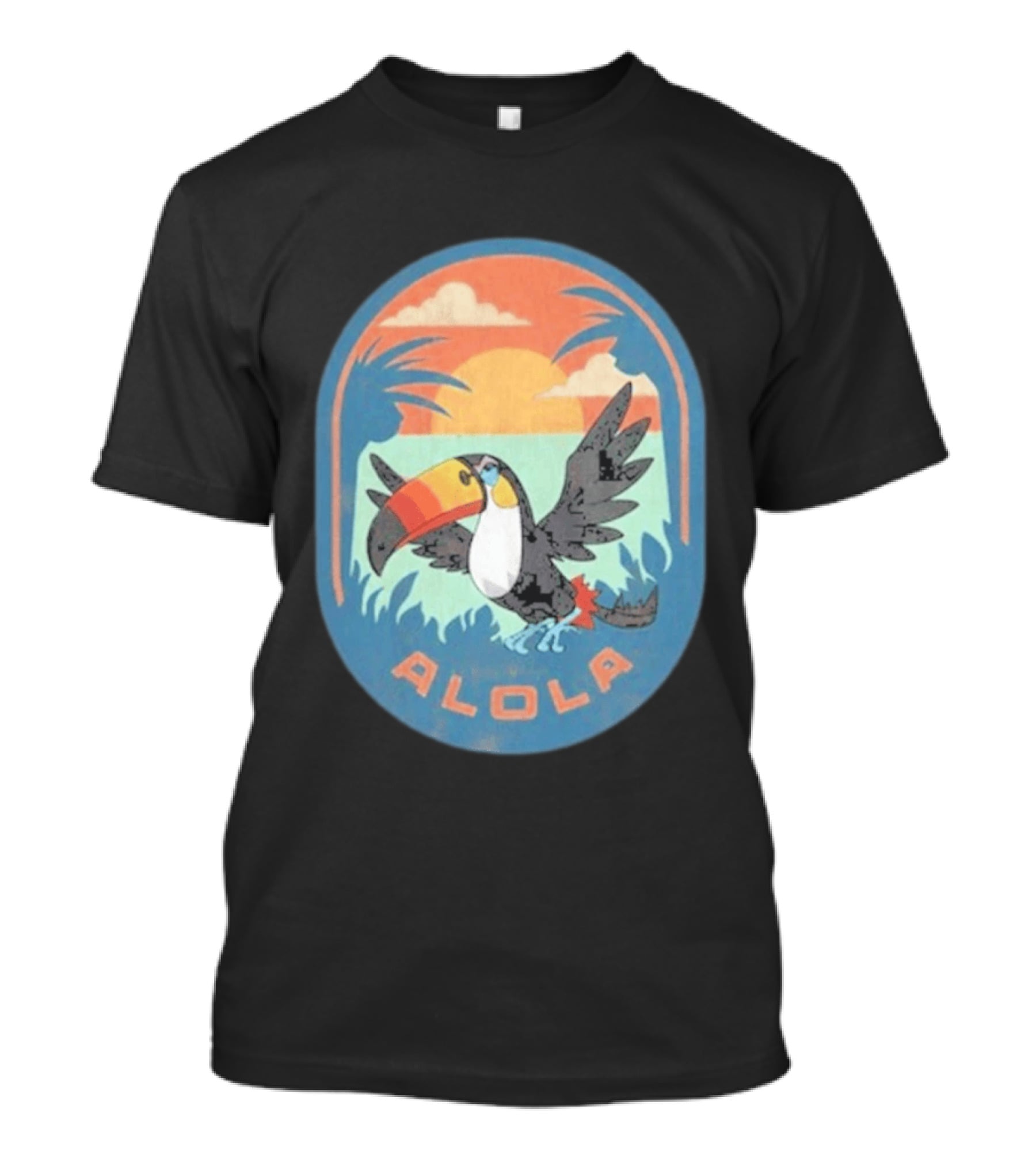Alola Pokémon Toucan Tropical Sunset Scene T-Shirt