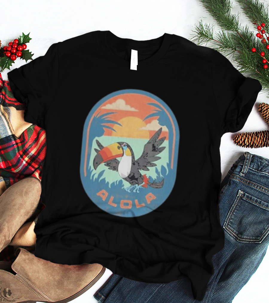 Alola Pokémon Toucan Tropical Sunset Scene T-Shirt