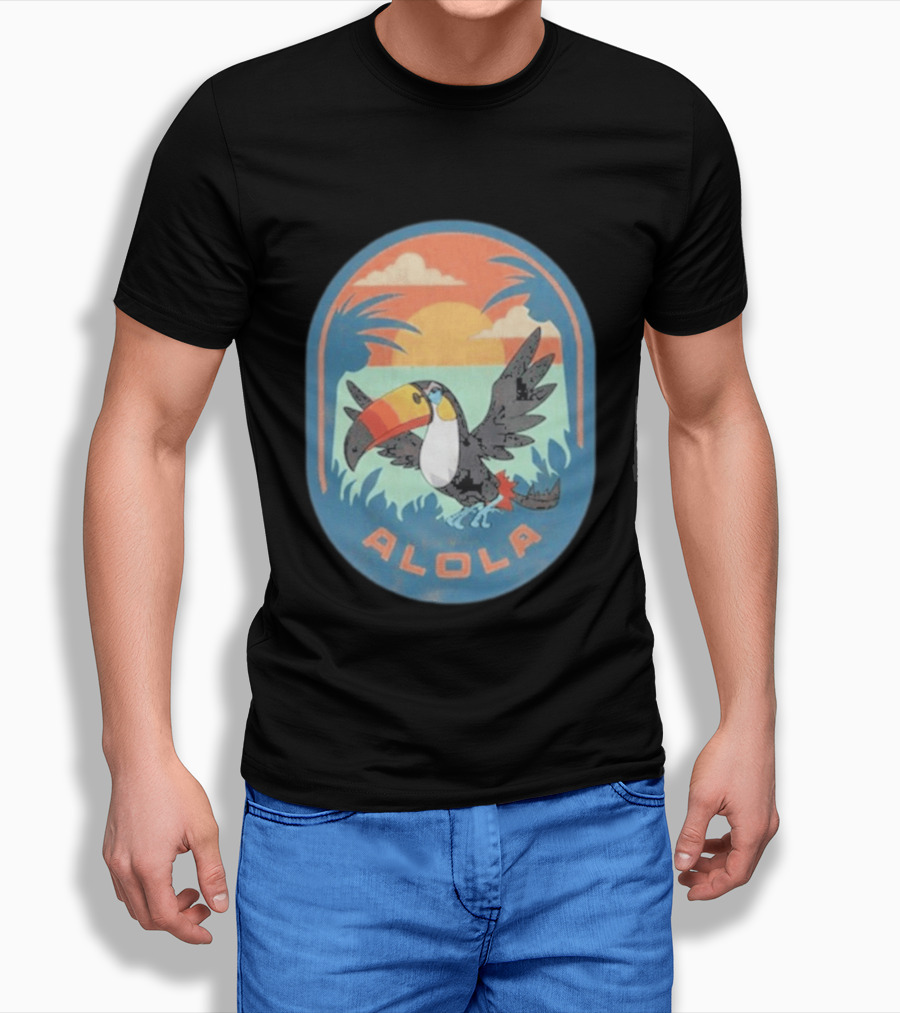 Alola Pokémon Toucan Tropical Sunset Scene T-Shirt