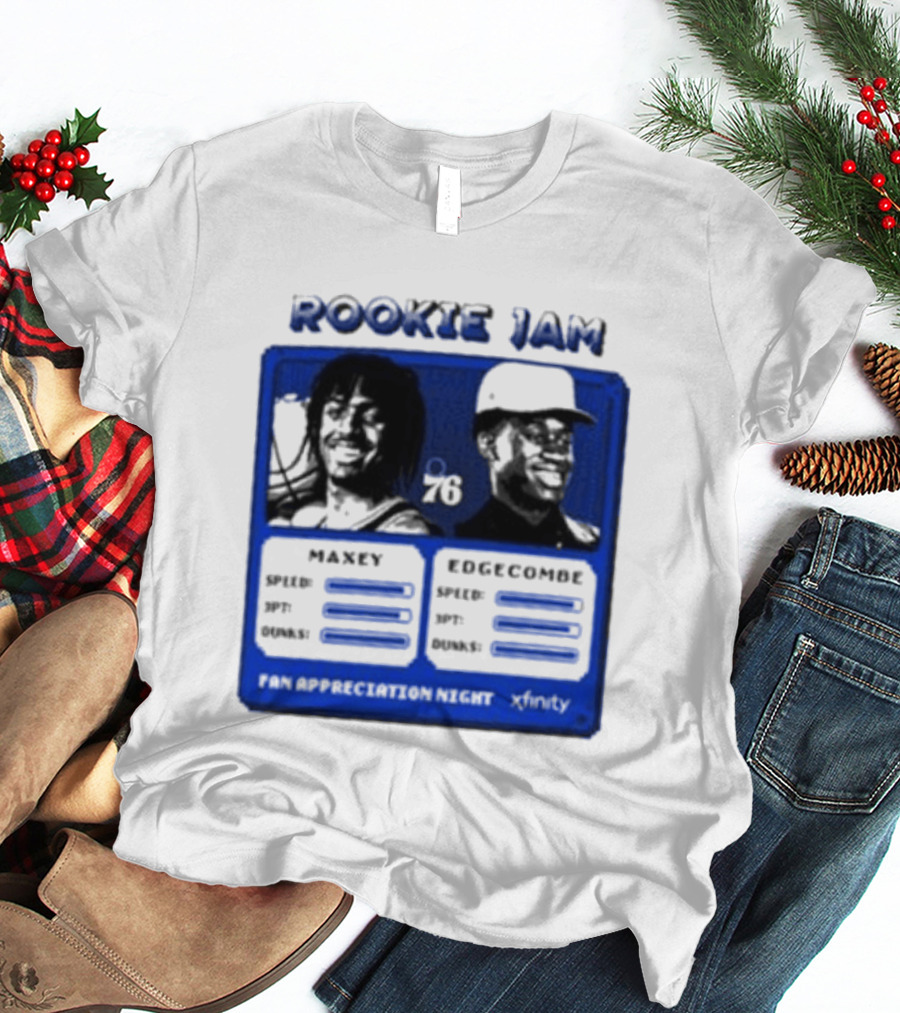 Rookie Jam Philadelphia 76ers Maxey Edgecombe Stats Display T-Shirt