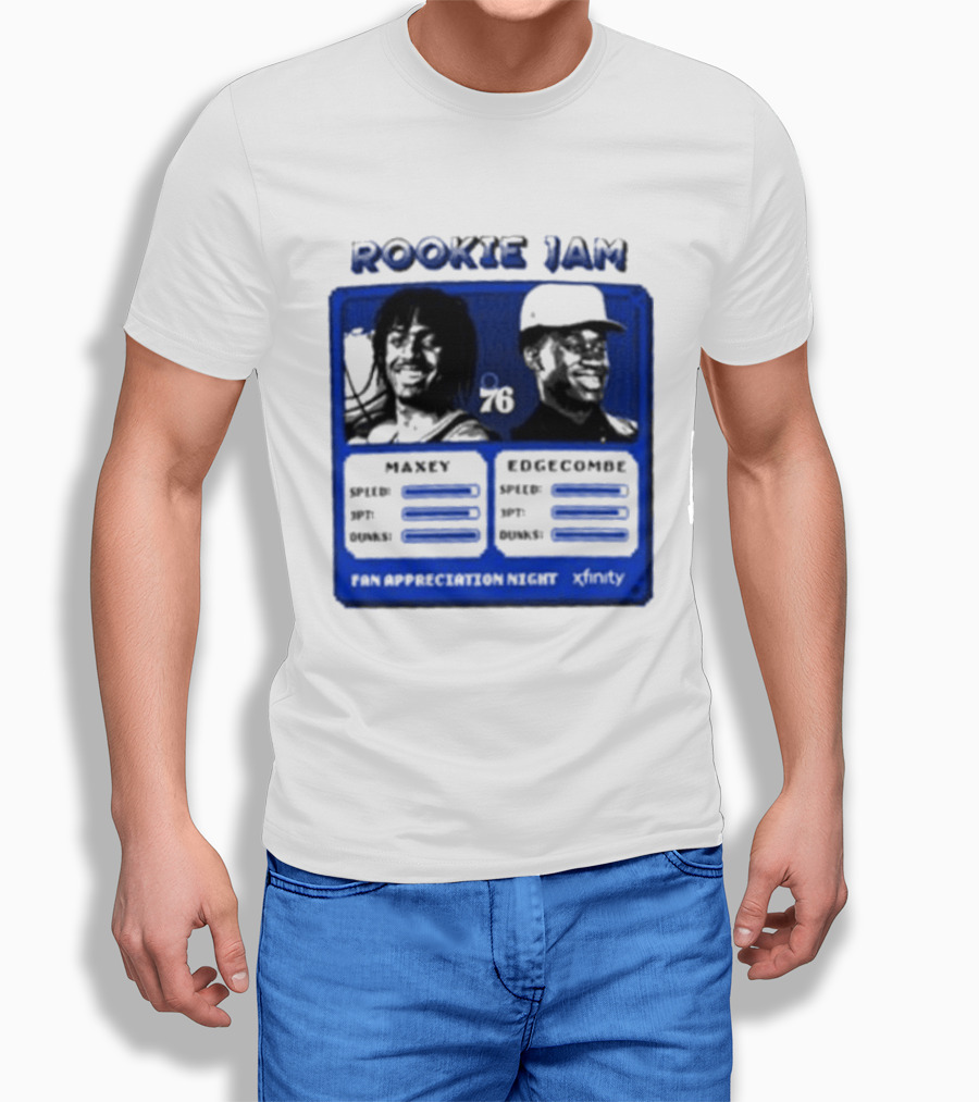 Rookie Jam Philadelphia 76ers Maxey Edgecombe Stats Display T-Shirt