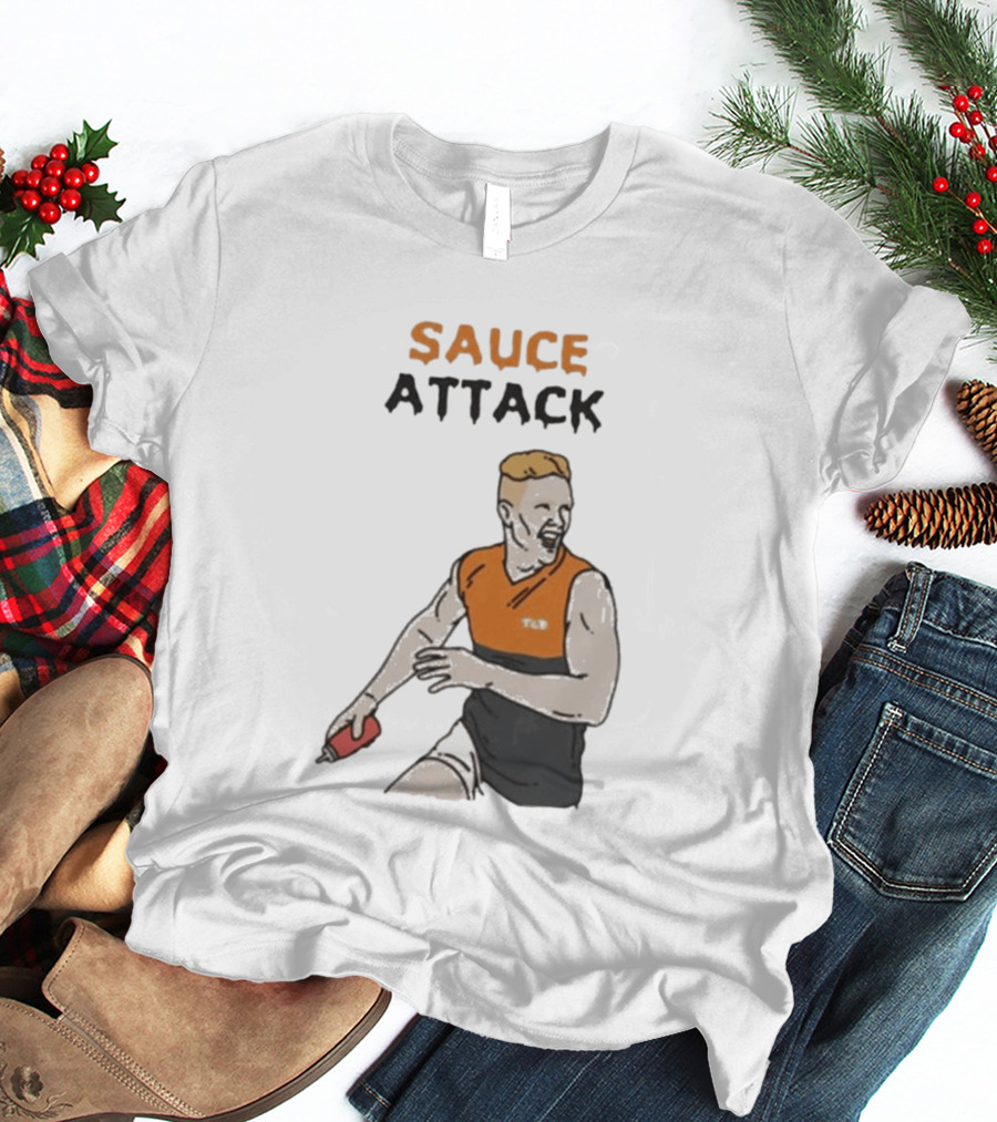 Sauce Attack Giants Edition Australian Rules Football Fan T-Shirt