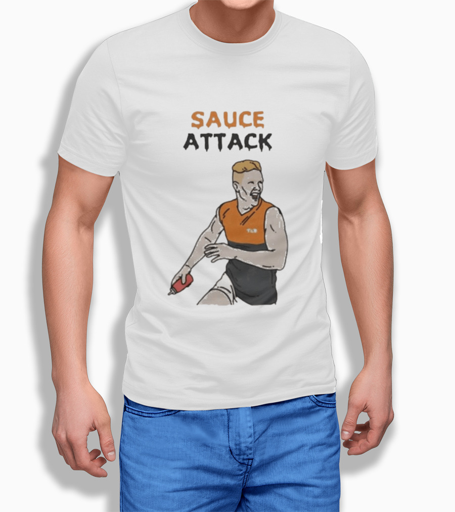 Sauce Attack Giants Edition Australian Rules Football Fan T-Shirt