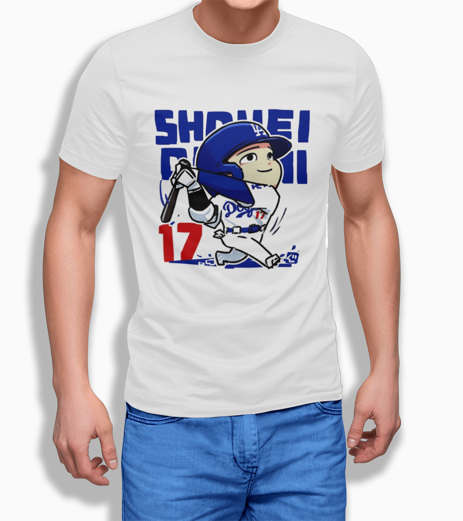 Shohei Ohtani Los Angeles Dodgers Cartoon Major League Baseball Number 17 T-Shirt