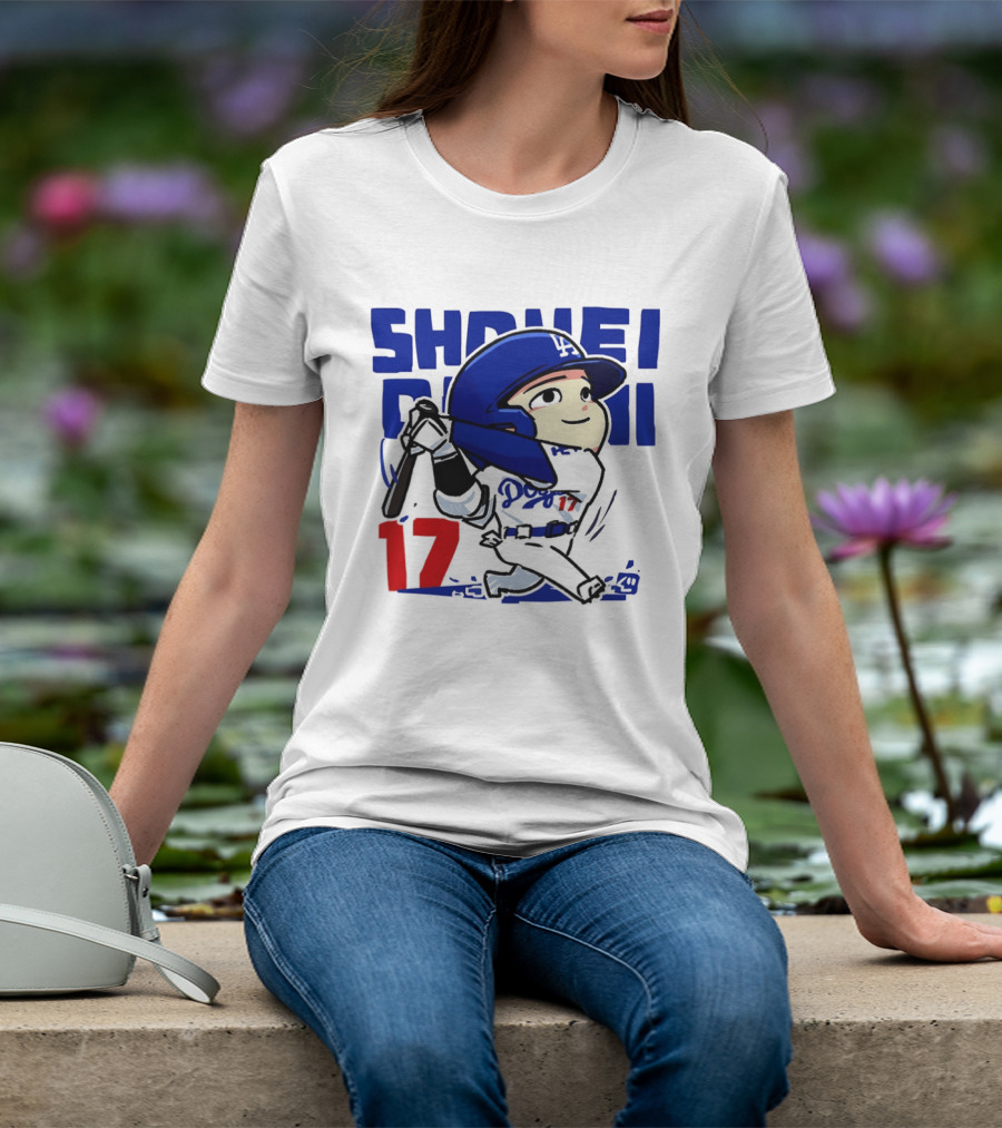 Shohei Ohtani Los Angeles Dodgers Cartoon Major League Baseball Number 17 T-Shirt