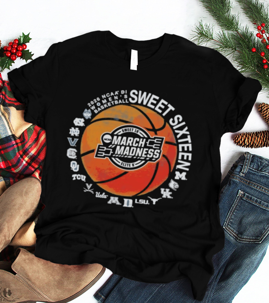 2026 NCAA DI Women's Basketball March Madness Sweet Sixteen Tournament Teams T-Shirt