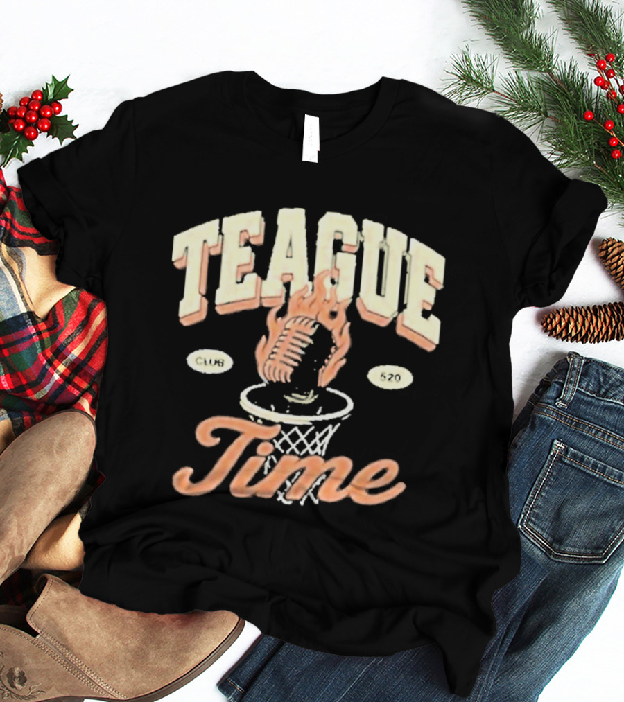 Teague Time Basketball Flaming Ball Hoop Club 520 T-Shirt