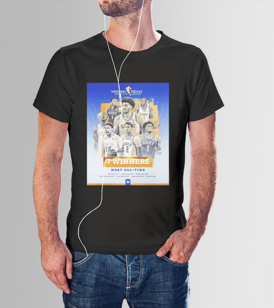 Wayman Tisdale Freshman Of The Year Award Duke Blue Devils 7 Winners Most All Time T-Shirt