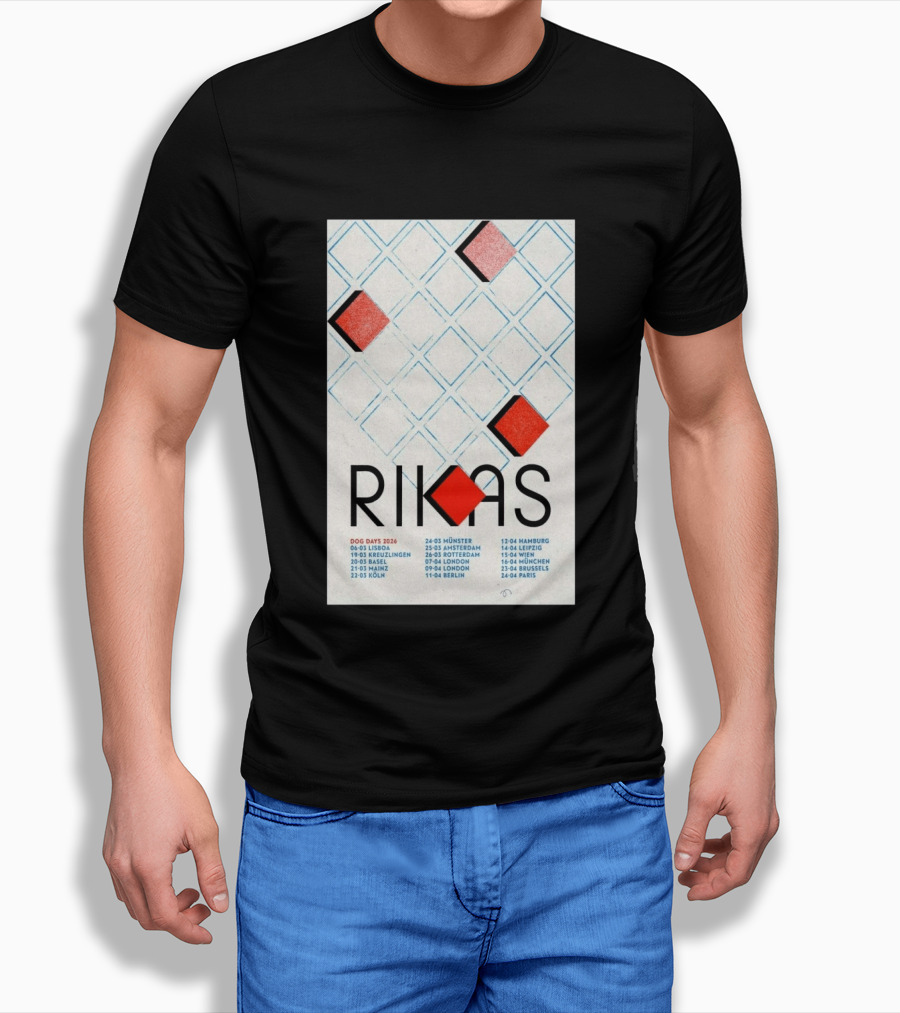 Rikas Dog Days Tour 2026 Lisbon Kreuzlingen Basel Mainz Koln Munster Amsterdam Rotterdam London Berlin Hamburg Leipzig Wien Munchen Brussels Paris T-Shirt