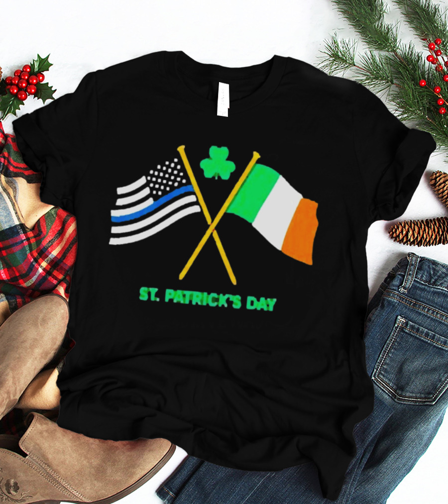 St. Patrick's Day American And Irish Flag Shamrock Celebration T-Shirt
