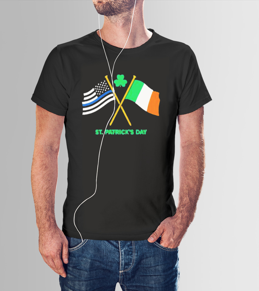 St. Patrick's Day American And Irish Flag Shamrock Celebration T-Shirt