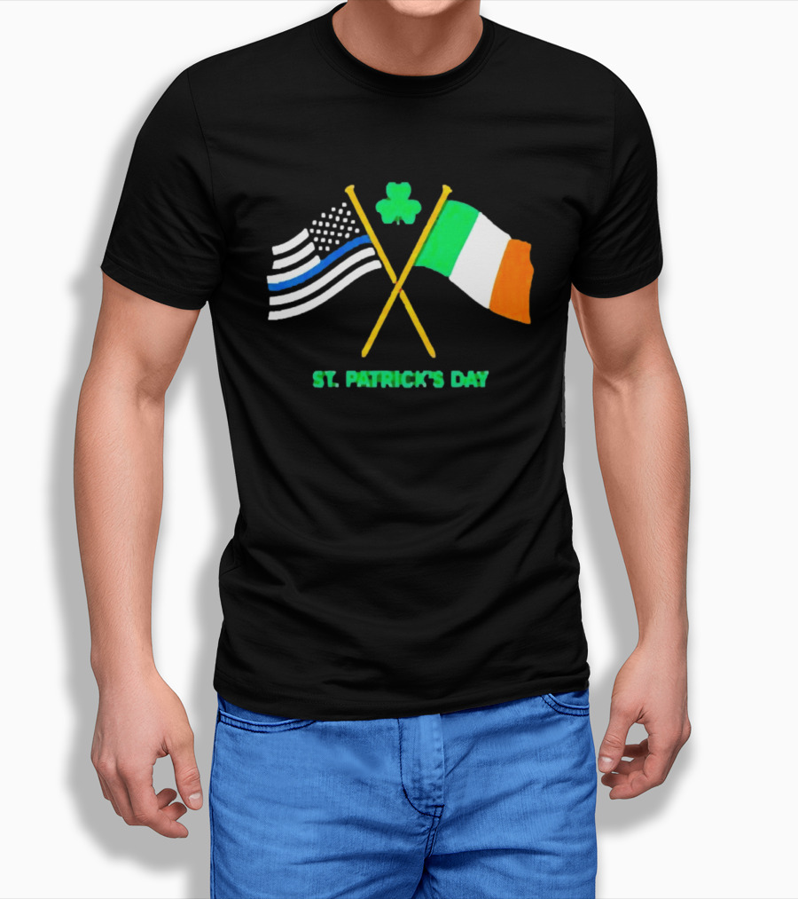 St. Patrick's Day American And Irish Flag Shamrock Celebration T-Shirt