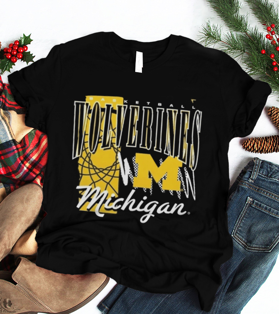 Michigan Wolverines Basketball M Logo March Madness Fan Gear T-Shirt