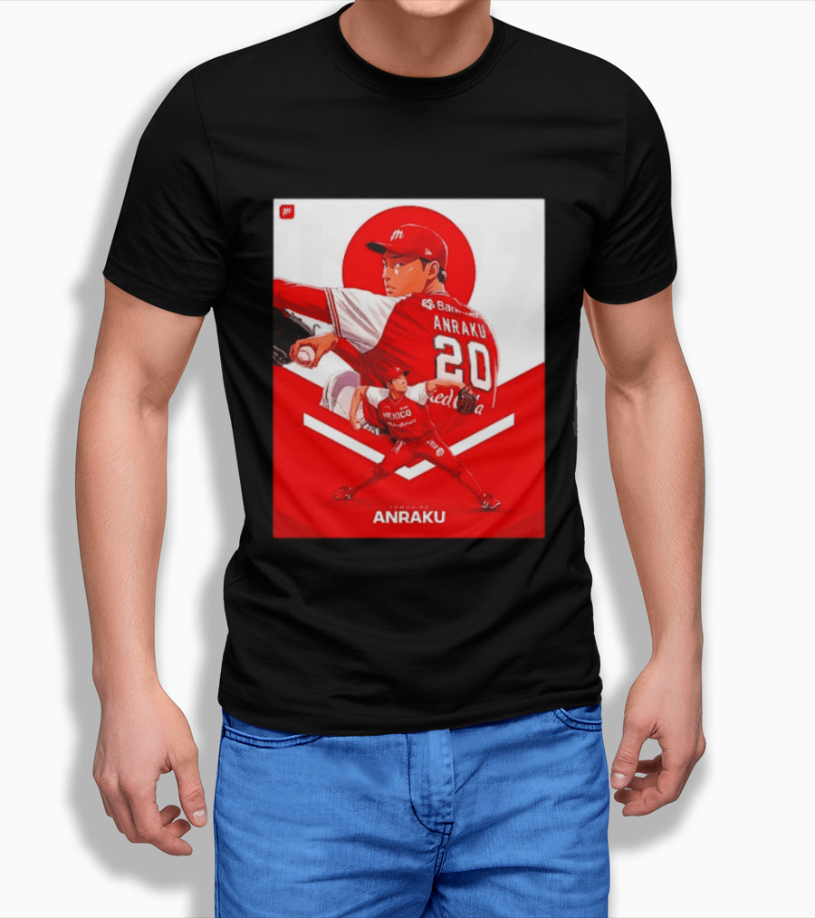 Tomohiro Anraku Diablos Rojos México Baseball Pitcher 20 Red Uniform T-Shirt