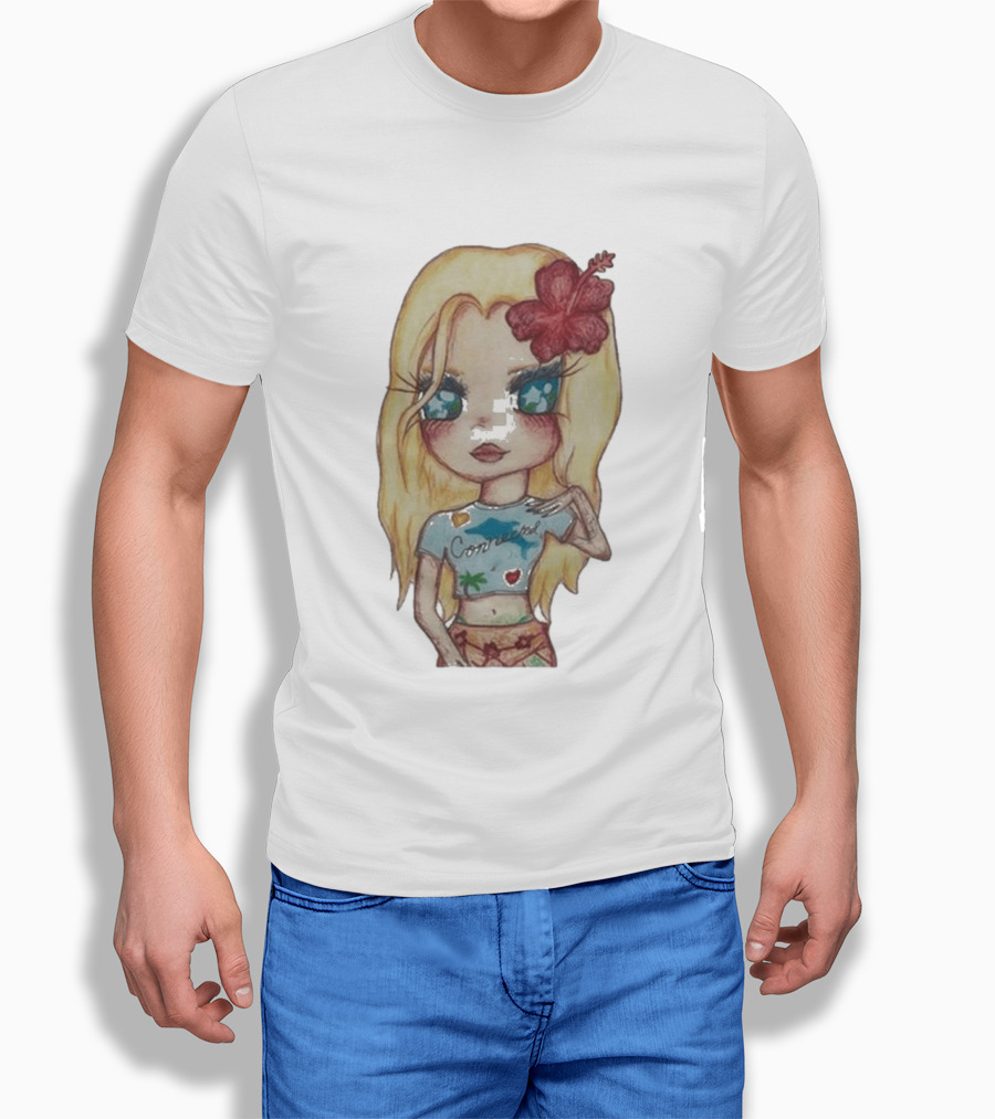 Zara Larsson Midnight Sun Tour 2025 Cartoon Illustration With Blonde Girl And Red Flower T-Shirt