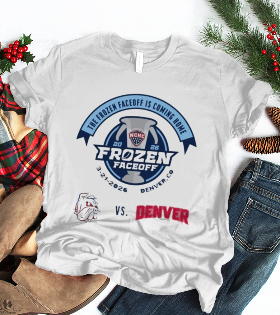 NCHC Frozen Faceoff 2026 Denver Vs Minnesota Duluth Hockey Matchup March 21 T-Shirt