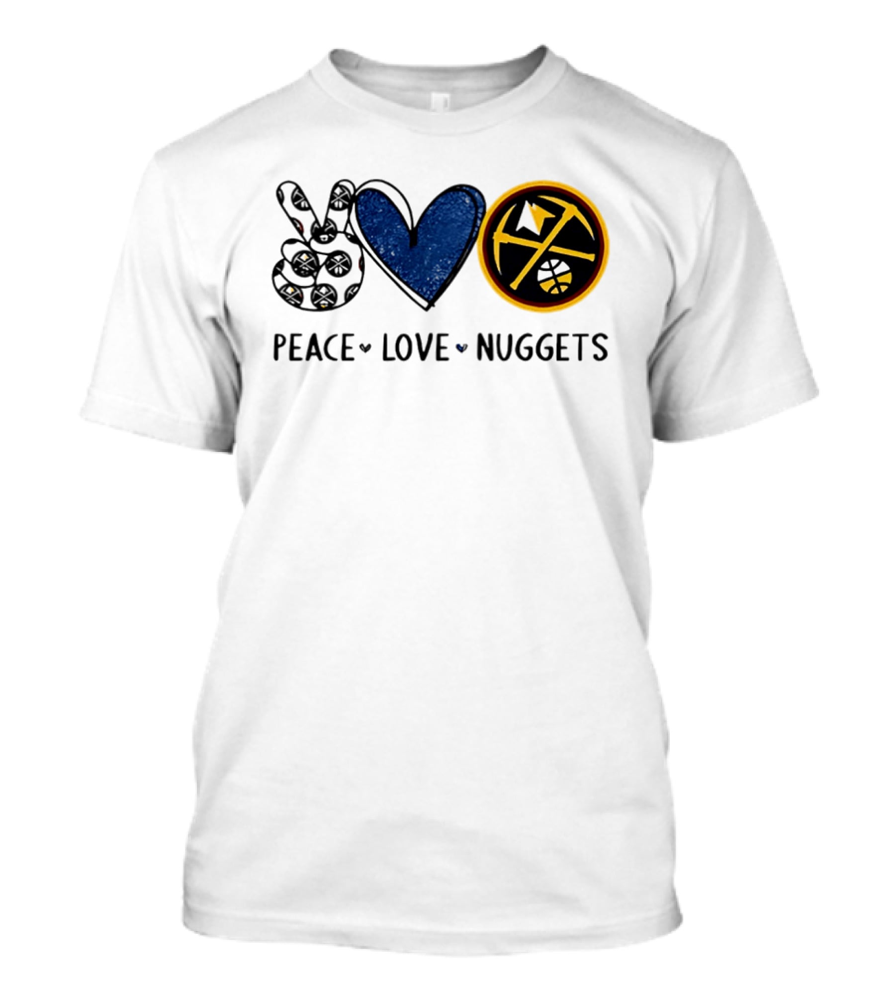 Peace Love Nuggets Denver Basketball Fan T-Shirt