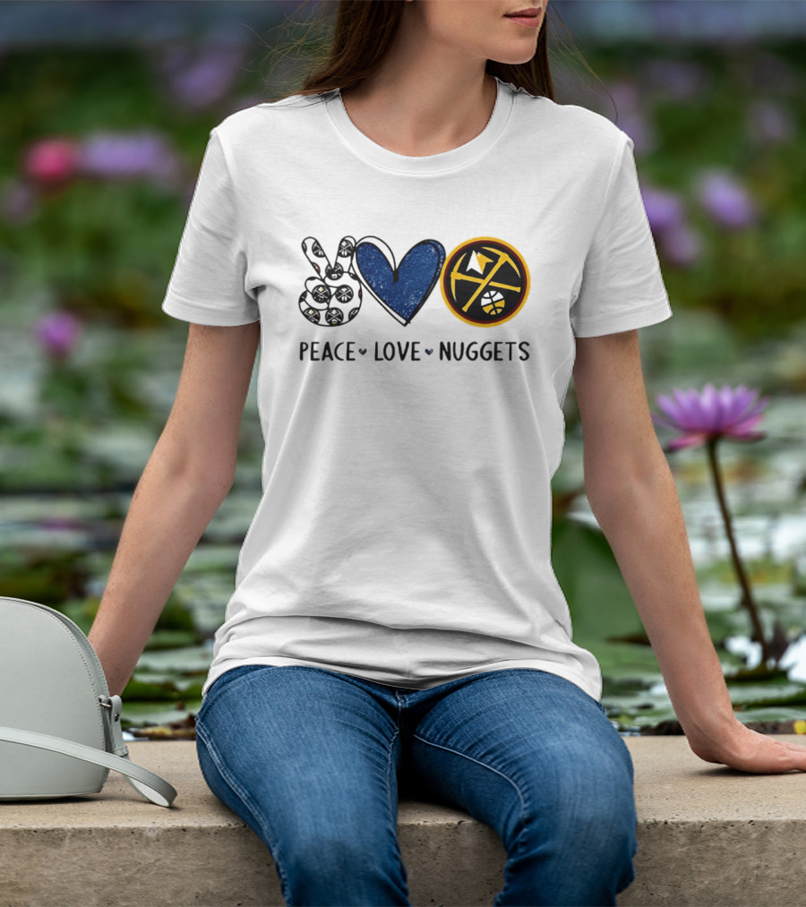 Peace Love Nuggets Denver Basketball Fan T-Shirt
